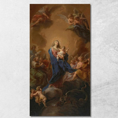 Madonna Col Bambino In Gloria Pompeo Batoni pbt17 quadro stampato su tela
