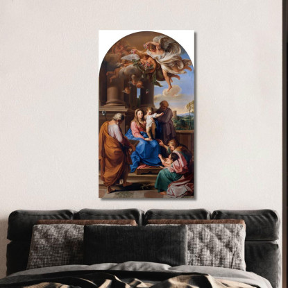 Madonna Col Bambino I Santi Giuseppe Zaccaria Ed Elisabetta E San Giovannino Pompeo Batoni pbt18 quadro stampato su tela