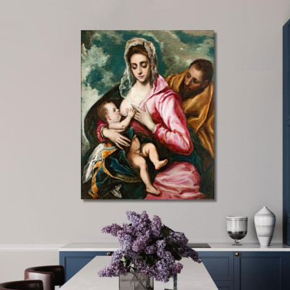 Sacra Famiglia Raimundo de Madrazo y Garreta rmg19 quadro stampato su tela