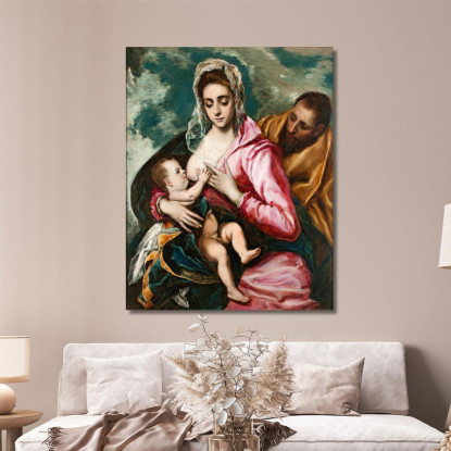 Sacra Famiglia Raimundo de Madrazo y Garreta rmg19 quadro stampato su tela