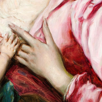 Sacra Famiglia Raimundo de Madrazo y Garreta rmg19 quadro stampato su tela