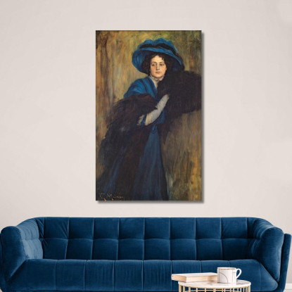 Ritratto Di Dama In Blu Raimundo de Madrazo y Garreta rmg26 quadro stampato su tela