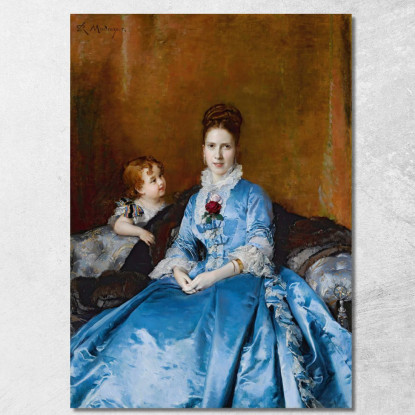Ritratto Della Signora Clotilde De Cándamo E Di Suo Figlio Carlos Raimundo de Madrazo y Garreta rmg30 quadro stampato su tela