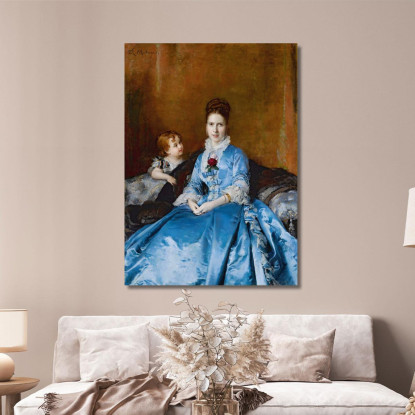 Ritratto Della Signora Clotilde De Cándamo E Di Suo Figlio Carlos Raimundo de Madrazo y Garreta rmg30 quadro stampato su tela