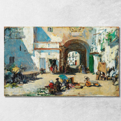 Scena Di Strada Raimundo de Madrazo y Garreta rmg35 quadro stampato su tela