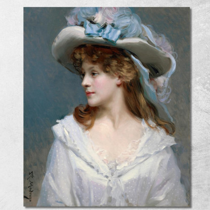 Donna In Bianco Raimundo de Madrazo y Garreta rmg43 quadro stampato su tela