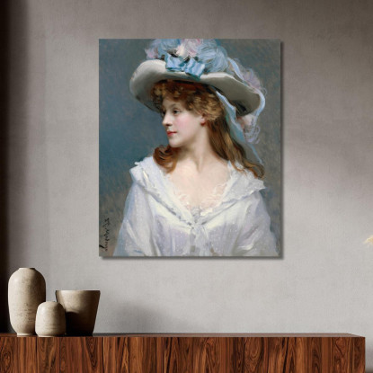 Donna In Bianco Raimundo de Madrazo y Garreta rmg43 quadro stampato su tela