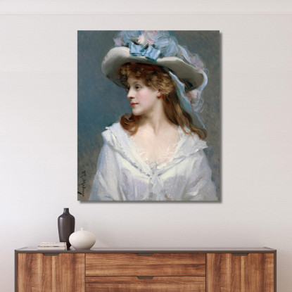 Donna In Bianco Raimundo de Madrazo y Garreta rmg43 quadro stampato su tela