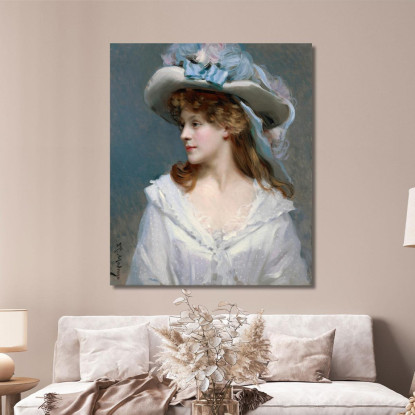 Donna In Bianco Raimundo de Madrazo y Garreta rmg43 quadro stampato su tela