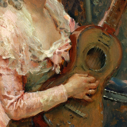 Donna Con Una Chitarra Raimundo de Madrazo y Garreta rmg44 quadro stampato su tela