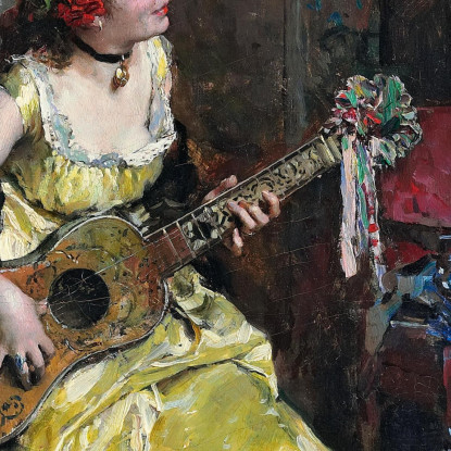 Donna Con Un Pappagallo Raimundo de Madrazo y Garreta rmg45 quadro stampato su tela