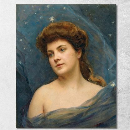 Giovane Donna Circondata Da Stelle Raimundo de Madrazo y Garreta rmg48 quadro stampato su tela