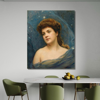 Giovane Donna Circondata Da Stelle Raimundo de Madrazo y Garreta rmg48 quadro stampato su tela