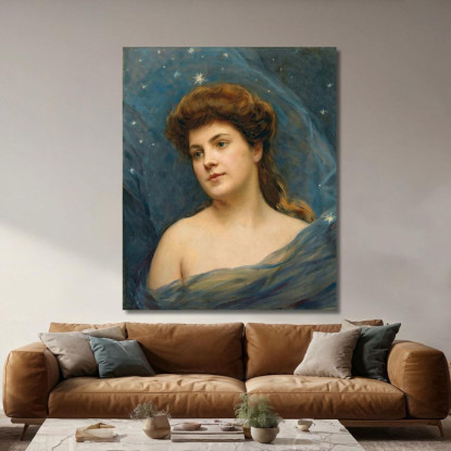 Giovane Donna Circondata Da Stelle Raimundo de Madrazo y Garreta rmg48 quadro stampato su tela