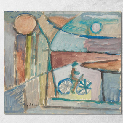 Un Ciclista Sullo Sfondo Del Paesaggio Sasza Blonder sbl25 quadro stampato su tela