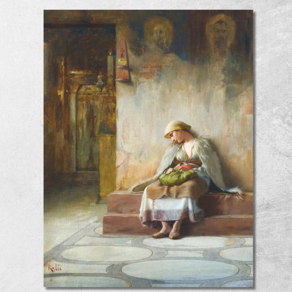 Ragazza Che Dorme In Una Chiesa Theodoros Ralli trl43 quadro stampato su tela