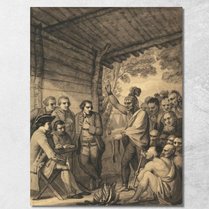 Die Indianer Halten Bei Einer Konferenz An Einem Ratsfeuer In Der Nähe Seines Lagers Eine Rede Vor Colonel Bouquet Benjamin West