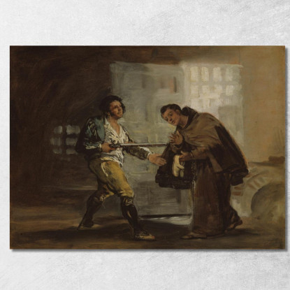 Bruder Pedro Bietet El Maragato Schuhe An Und Bereitet Sich Darauf Vor, Seine Waffe Beiseite Zu Schieben Francisco de Goya druck