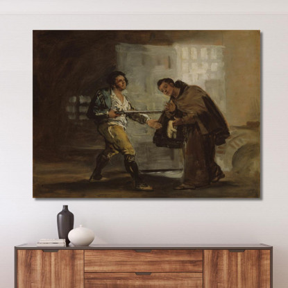 Frate Pedro Offre Le Scarpe A El Maragato E Si Prepara A Mettere Da Parte La Sua Pistola Francisco de Goya quadro stampato su te