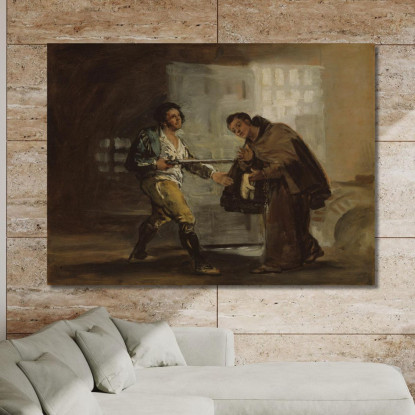 Friar Pedro Offers Shoes To El Maragato And Prepares To Push Aside His Gun Francisco de Goya canvas print
