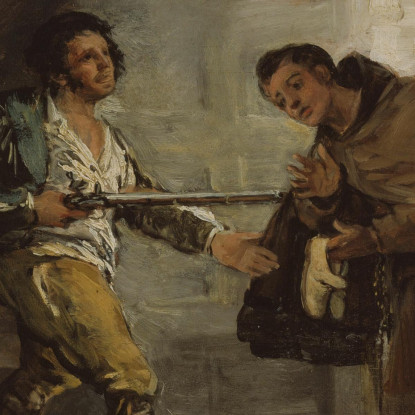 Friar Pedro Offers Shoes To El Maragato And Prepares To Push Aside His Gun Francisco de Goya canvas print