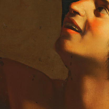 Ein Junger Mann Hält Eine Brennende Kerze Und Einen Scamorza-Käse Eine Fiasco-Flasche Neben Sich Gerard van Honthorst drucken au