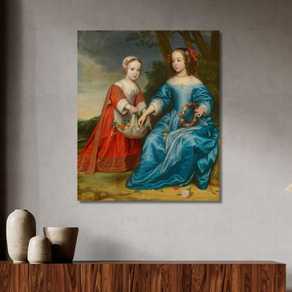Doble Retrato Del Príncipe Willem Iii Y Su Tía María, Princesa De Orange Cuando Eran Niños Gerard van Honthorst cuadro en lienzo