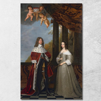 Portrait Of Friedrich Wilhelm Elector Of Brandenburg And His Wife Louise Henriette Countess Of Orange-Nassau Gerard van Honthors
