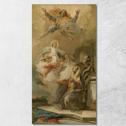 The Immaculate Conception Joachim En Anna Receiving The Virgin Mary From God The Father Giovanni Battista Tiepolo canvas print
