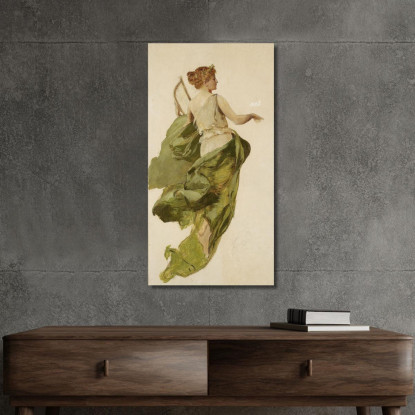 Bozzetto Dell'Allegoria Della Musica Per Il Progetto Del Sipario Del Teatro Slowacki Di Cracovia Henryk Siemiradzki quadro stamp