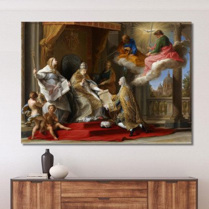 Papst Benedikt Xiv. Überreicht Dem Grafen Von Stainville, Später Herzog Von Choiseul, Die Enzyklika Ex Omnibus Pompeo Batoni dru