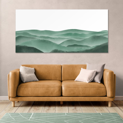 Quadro Paesaggio Astratto Paesaggio Montuoso Nebbioso Verde Minimalista abl3 quadro stampato su tela