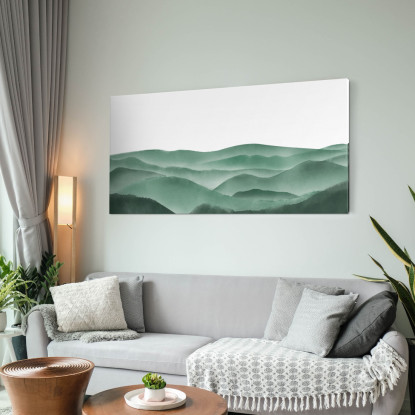 Quadro Paesaggio Astratto Paesaggio Montuoso Nebbioso Verde Minimalista abl3 quadro stampato su tela