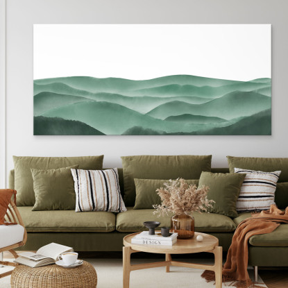 Quadro Paesaggio Astratto Paesaggio Montuoso Nebbioso Verde Minimalista abl3 quadro stampato su tela