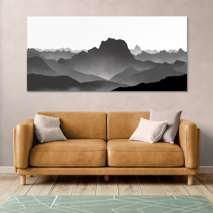 Quadro Paesaggio Astratto Paesaggio Montuoso Nebbioso Grigio Minimalista abl8 quadro stampato su tela