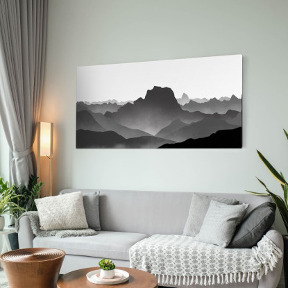 Quadro Paesaggio Astratto Paesaggio Montuoso Nebbioso Grigio Minimalista abl8 quadro stampato su tela