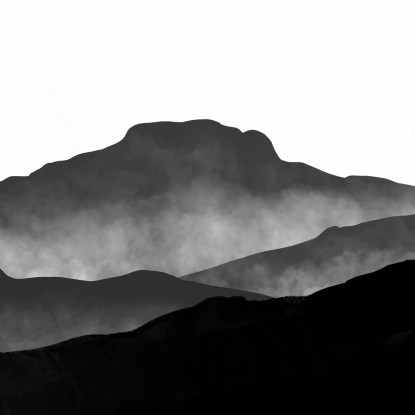Quadro Paesaggio Astratto Paesaggio Montuoso Nebbioso Nero E Grigio Minimalista abl12 quadro stampato su tela