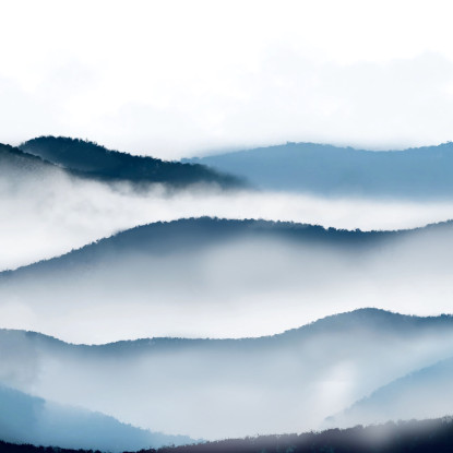 Quadro Paesaggio Astratto Arte Paesaggio Montuoso Blu Con Nebbia E Colline abl13 quadro stampato su tela