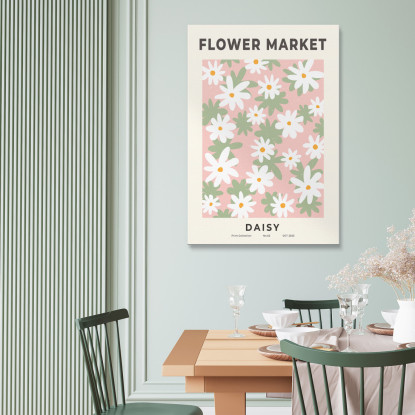 Quadro Boho Chic Minimal Mercato Dei Fiori Margherite Astratto bho12 quadro stampato su tela