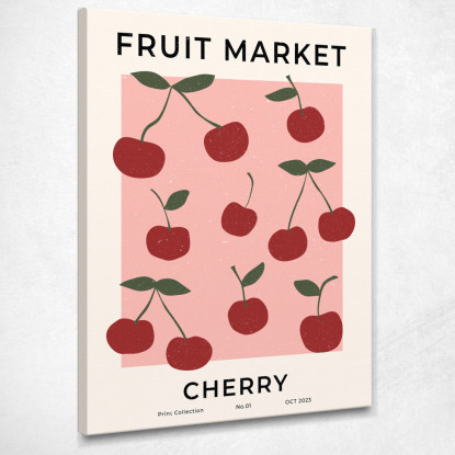 Quadro Boho Chic Minimal Mercato Della Frutta Ortofrutticolo Ciliegie Rosse bho14 quadro stampato su tela