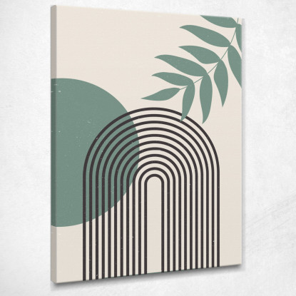 Quadro Boho Chic Minimal Minimalismo Verde Con Foglie E Cerchi bho17 quadro stampato su tela