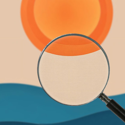 Quadro Boho Chic Minimal Onde Blu Sotto Un Sole Arancione bho21 quadro stampato su tela