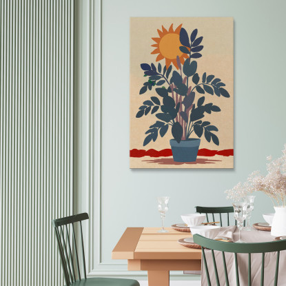 Quadro Boho Chic Minimal Pianta In Vaso Con Sfondo Solare bho28 quadro stampato su tela