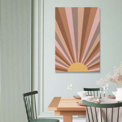 Quadro Boho Chic Minimal Raggi Di Sole Pastello bho30 quadro stampato su tela