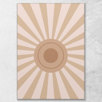 Quadro Boho Chic Minimal Sole Geometrico A Raggi Beige bho34 quadro stampato su tela