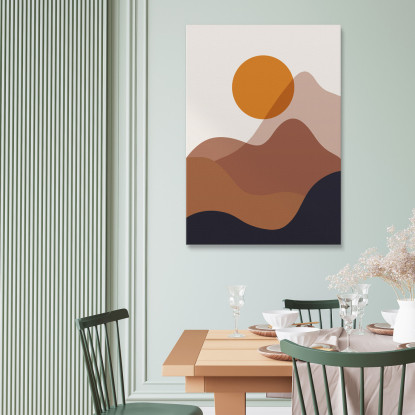 Quadro Boho Chic Minimal Tramonto Moderno Su Montagne Marroni bho38 quadro stampato su tela