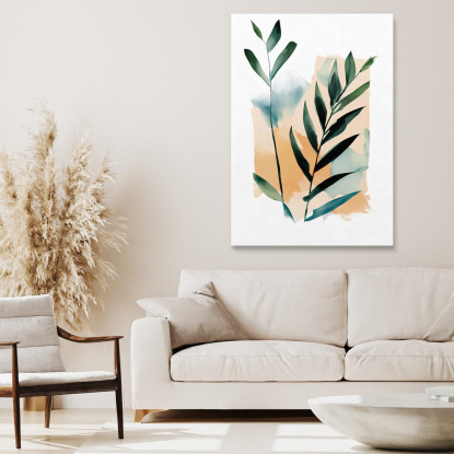 Quadro Botanico Moderno Astrazione Minimalista Di Fronde Di Palma Verdi btn3 quadro stampato su tela