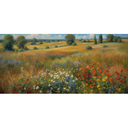 Quadro Botanico Campagna In Fiore In Stile Impressionista bow8 quadro stampato su tela