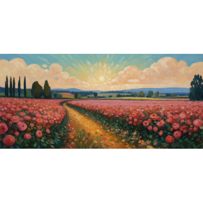 Quadro Botanico Sentiero Tra Rose In Fiore bow38 quadro stampato su tela