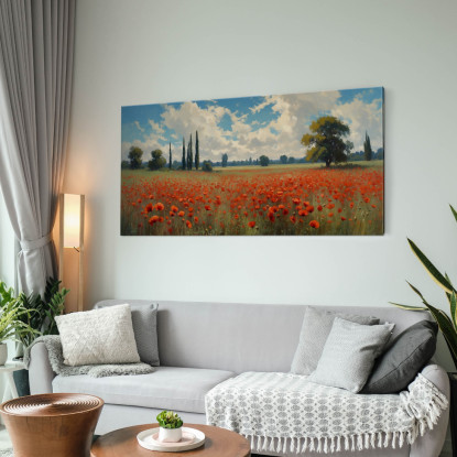 Quadro Botanico Splendore Dei Papaveri Sotto Il Cielo Azzurro bow39 quadro stampato su tela